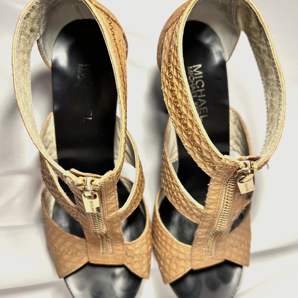 Michael Michael Kors-Women's Tan/Camel Leather-3 3/4" Heels-Unique 7 1/2-Zipper - Picture 6 of 16
